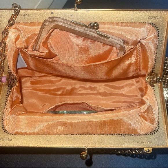 Vintage Whiting & Davis Gold Mesh Bag w/Original Box & Accessories - Picture 3 of 7